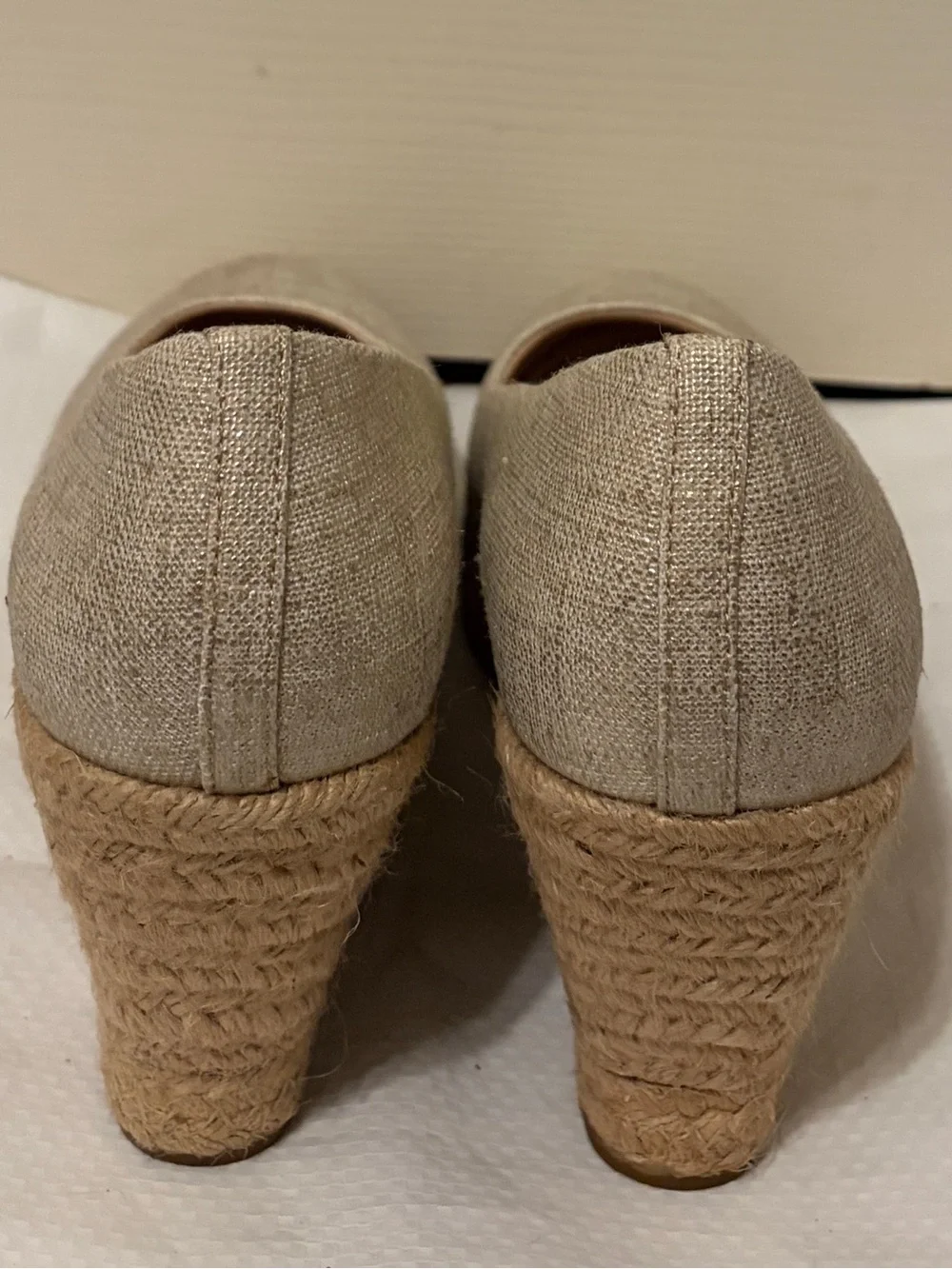 J. Crew Metallic Natural Espadrille Wedge Pumps
